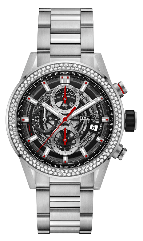TAG Heuer CAR201P.BA0766 : Carrerra Calibre Heuer 01 43 Stainless Steel / Diamond / Skeleton / Bracelet