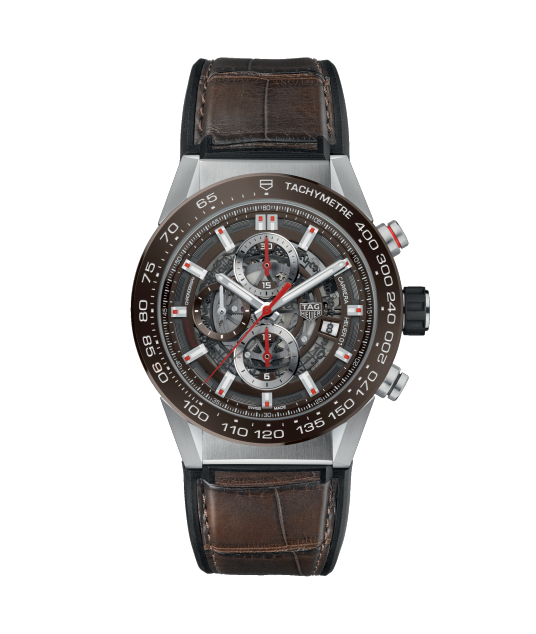 TAG Heuer CAR201U.FC6405 : Carrera Calibre Heuer 01 43 Stainless Steel / Brown Ceramic / Alligator
