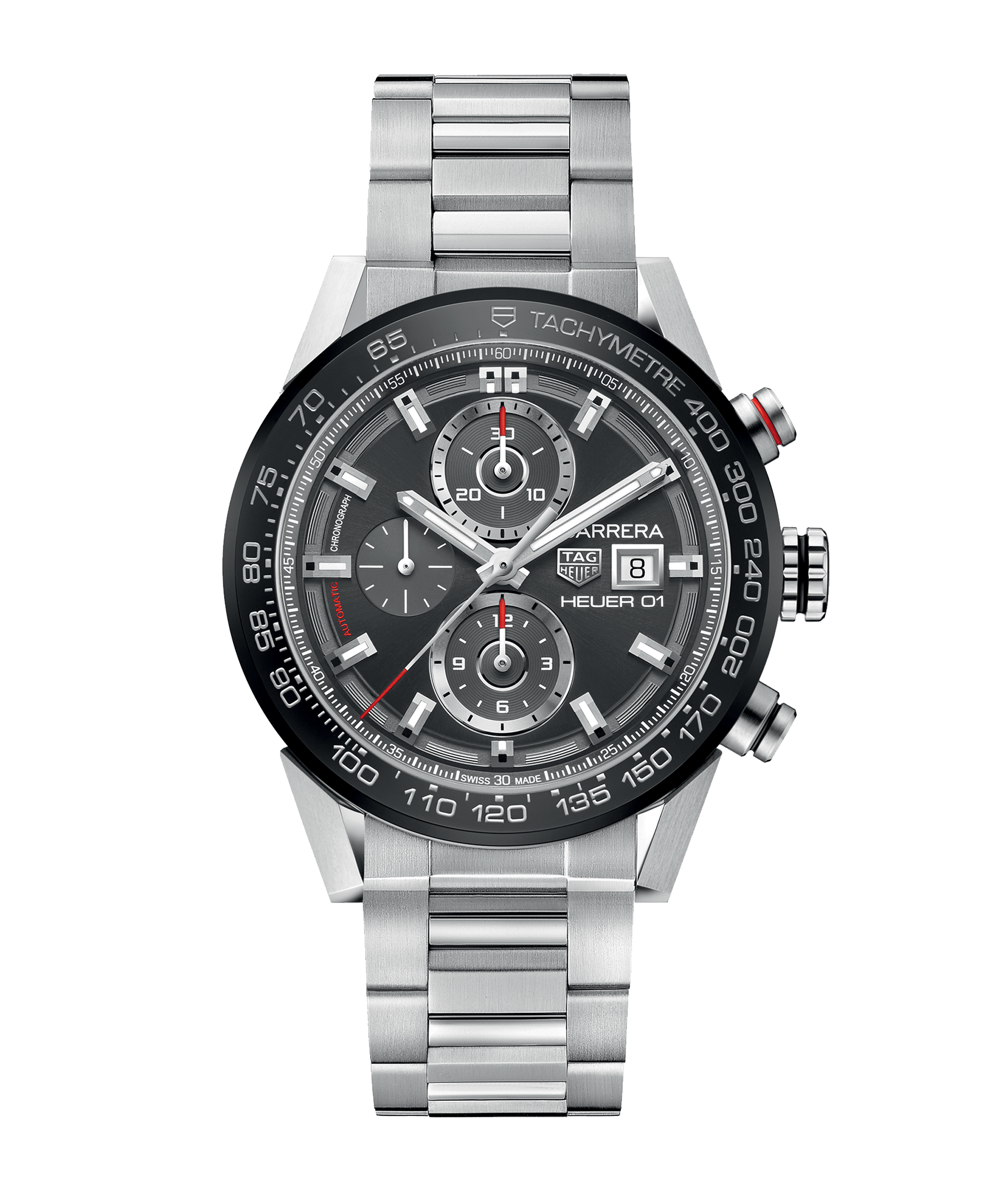 TAG Heuer CAR201W.BA0714 : Carrera Calibre Heuer 01 43 Stainless Steel / Grey / Bracelet