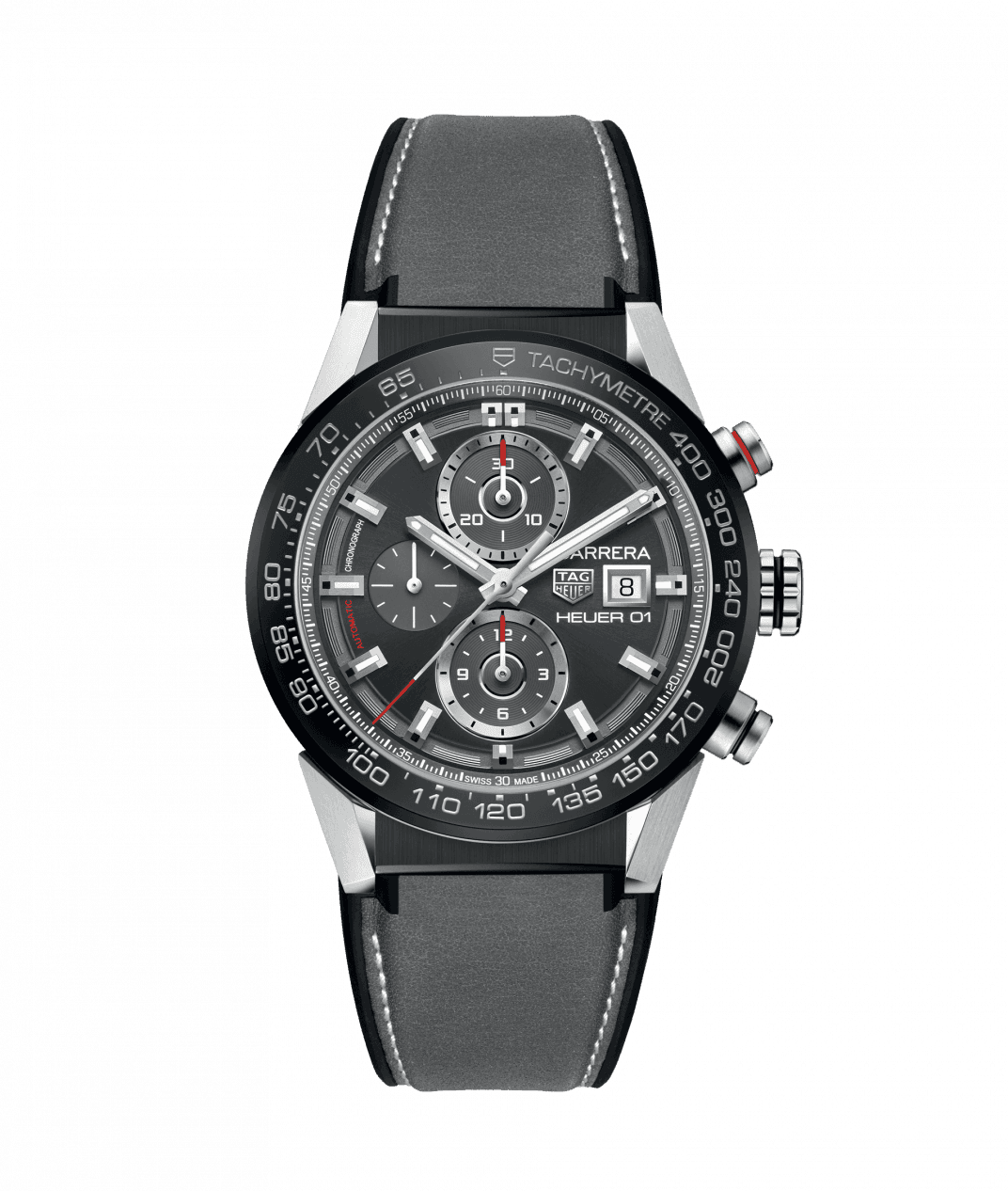 TAG Heuer CAR201W.FT6095 : Carrera Calibre Heuer 01 43 Stainless Steel / Grey / Calf