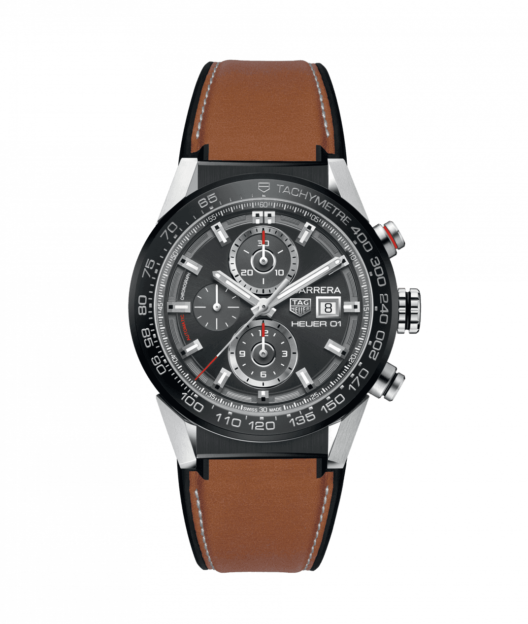 TAG Heuer CAR201W.FT6122 : Carrera Calibre Heuer 01 43 Stainless Steel / Grey / Calf