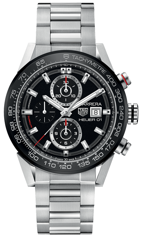 TAG Heuer CAR201Z.BA0714 : Carrera Calibre Heuer 01 43 Stainless Steel / Black / Bracelet