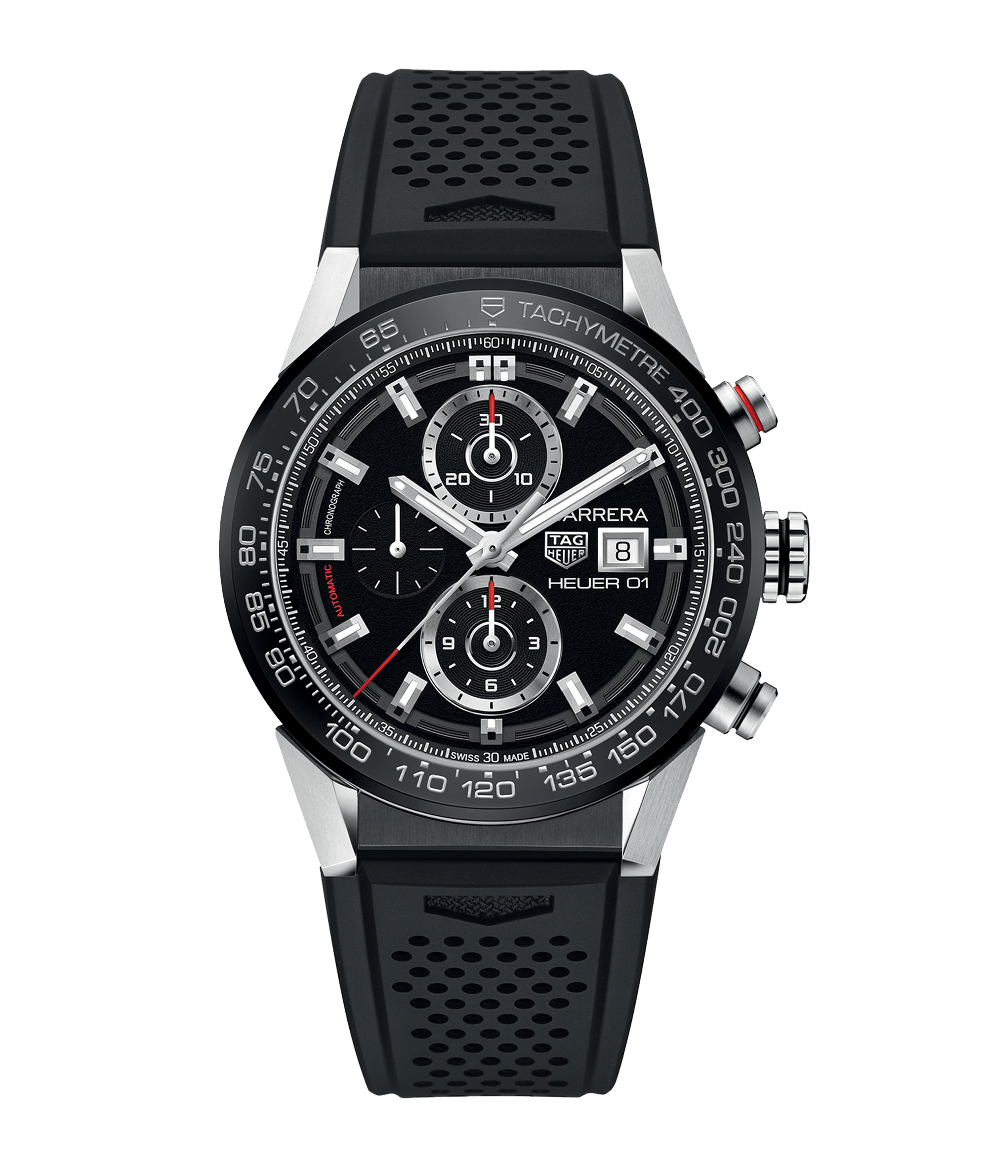 TAG Heuer CAR201Z.FT6046 : Carrera Calibre Heuer 01 43 Stainless Steel / Black / Rubber