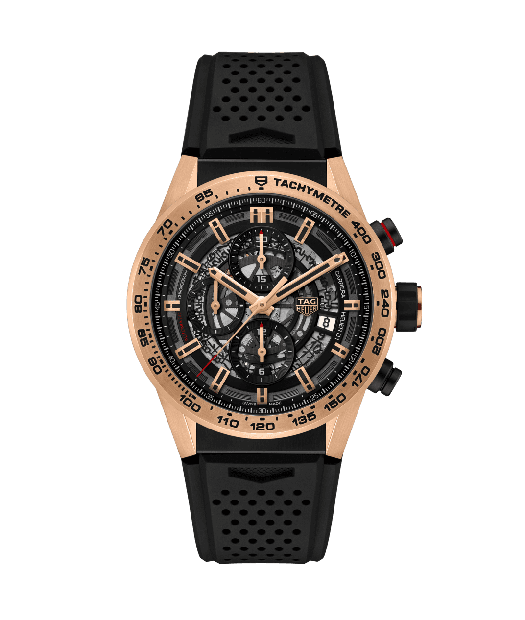 TAG Heuer CAR205B.FT6087 : Carrera Calibre Heuer 01 43 Rose Gold / Skeleton / Rubber