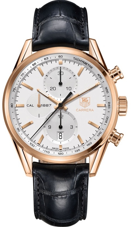 TAG Heuer CAR2140.FC8145 : Carrera Calibre 1887 41 Rose Gold / Silver / Alligator