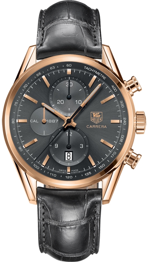 TAG Heuer CAR2141.FC8182 : Carrera Calibre 1887 41 Rose Gold / Grey / Alligator