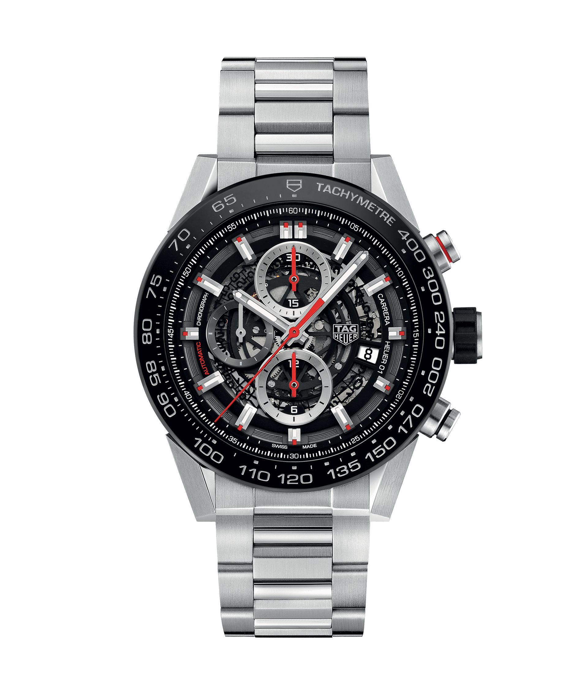 TAG Heuer CAR2A1W.BA0703 : Carrera Calibre Heuer 01 45 Stainless Steel / Skeleton / Bracelet