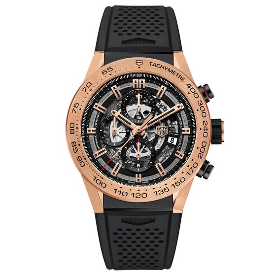 TAG Heuer CAR2A5B.FT6044 : Carrera Calibre Heuer 01 45 Rose Gold / Skeleton / Rubber
