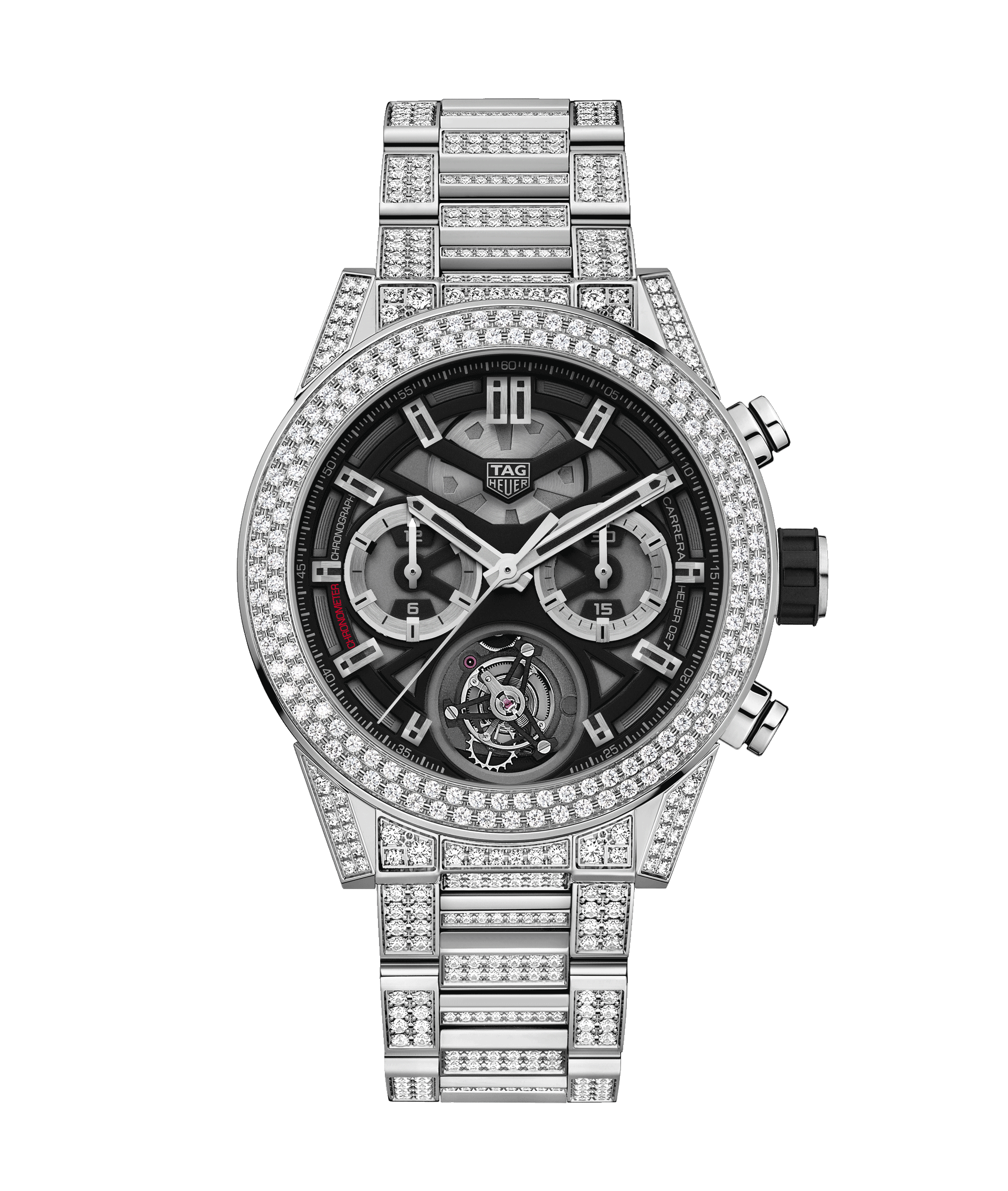 TAG Heuer CAR5A1Z.BA0510 : Carrera Calibre Heuer 02T 45 Chronograph Tourbillon Titanium / Stainless Steel / Diamond / Bracelet