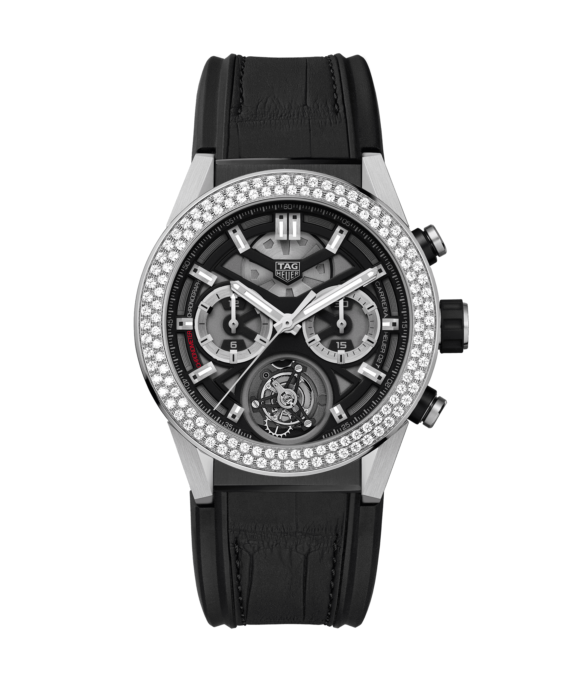 TAG Heuer CAR5A80.FC6377 : Carrera Calibre Heuer 02T 45 Chronograph Tourbillon Titanium / Stainless Steel / Diamond / Alligator