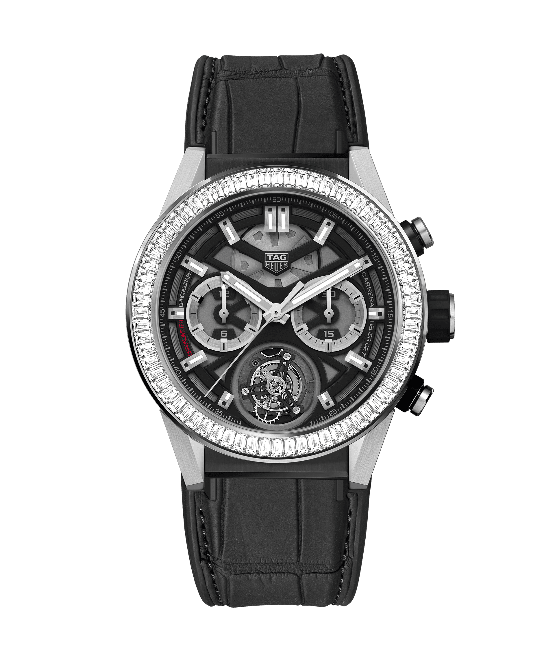TAG Heuer CAR5A81.FC6377 : Carrera Calibre Heuer 02T 45 Chronograph Tourbillon Titanium / Stainless Steel / Baguette / Alligator