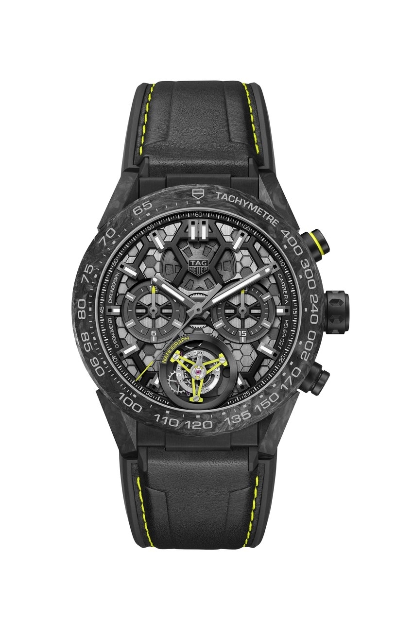 TAG Heuer CAR5A8K.FT6172 : Carrera Calibre Heuer 02T 45 Chronograph Tourbillon Titanium / Carbon / Nanograph