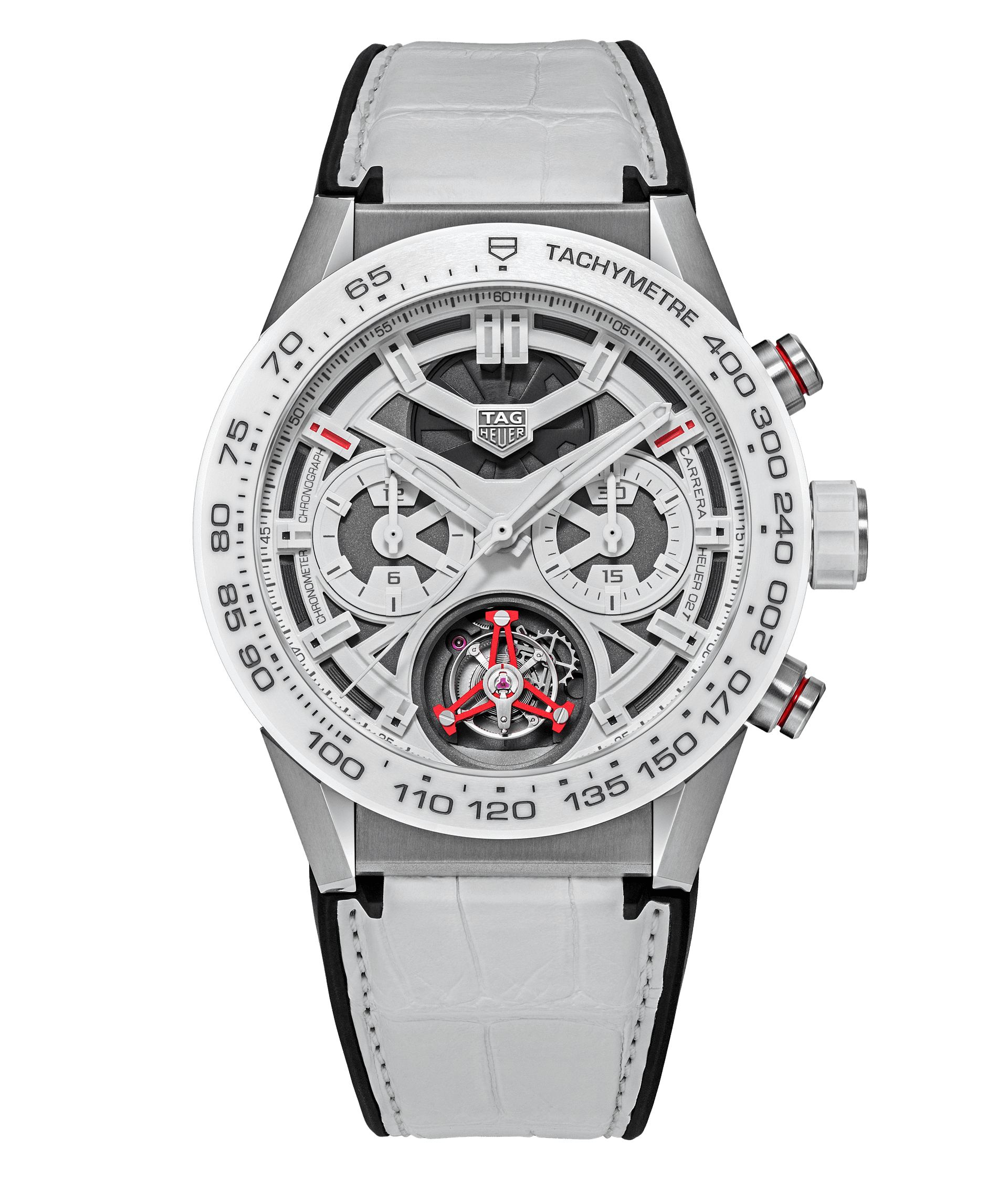 TAG Heuer CAR5A8S.EB0136 : Carrera Calibre Heuer 02T 45 Chronograph Tourbillon Titanium / Ceramic / Alligator / Ginza