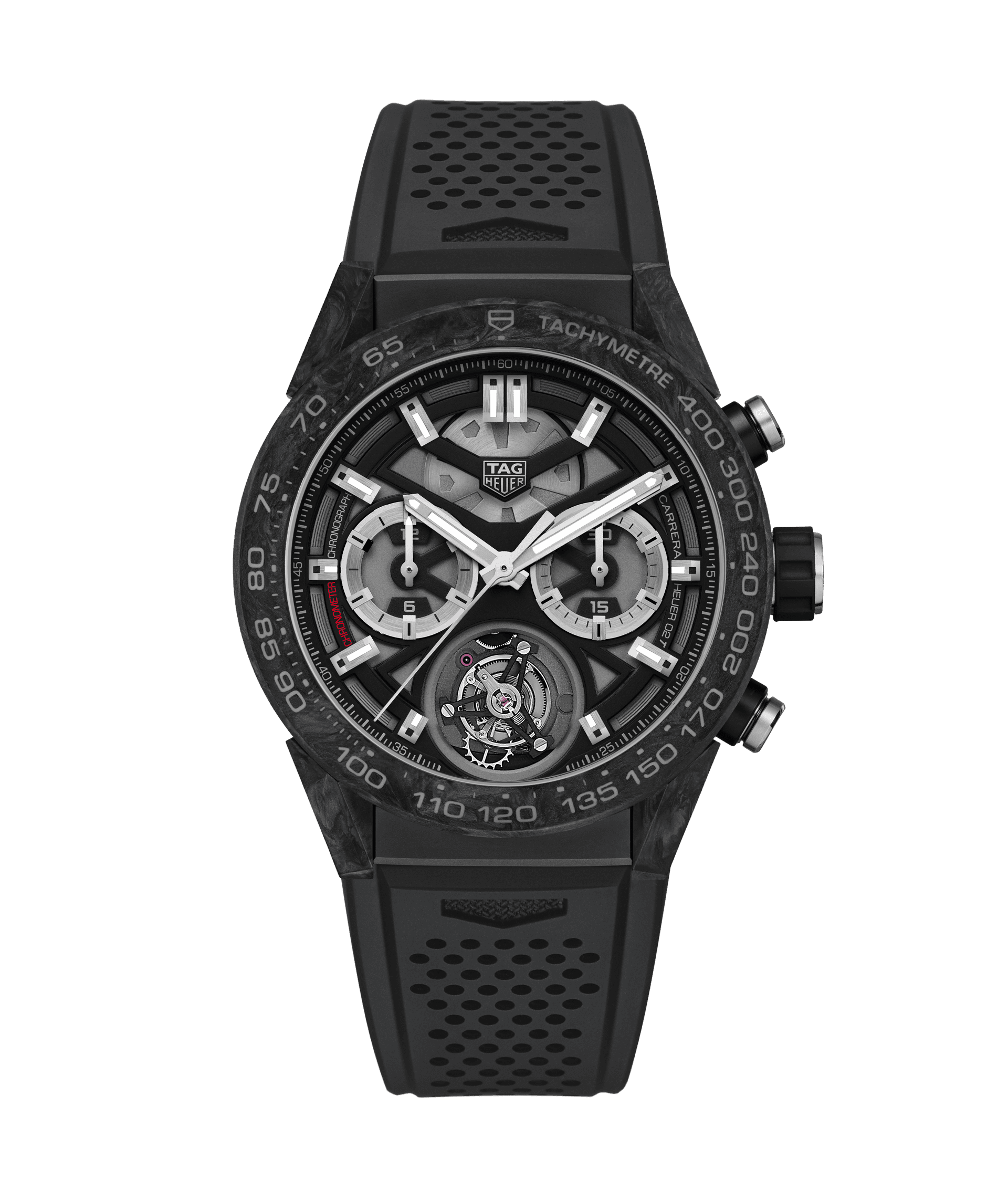 TAG Heuer CAR5A8W.FT6071 : Carrera Calibre Heuer 02T 45 Chronograph Tourbillon Titanium / Carbon / Rubber
