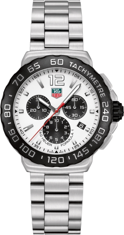 TAG Heuer CAU1111.BA0858 : Formula 1 Quartz Chronograph 42 Stainless Steel / White / Bracelet
