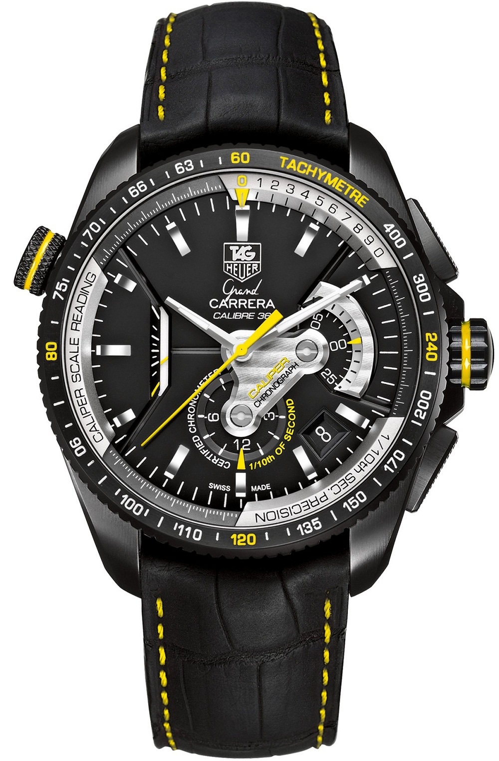 TAG Heuer CAV5186.FC6304 : Grand Carrera Calibre 36RS Caliper Chronograph Titanium PVD / Black / Boutique Edition