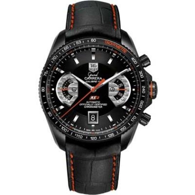 TAG Heuer CAV518K.FC6268 : Grand Carrera Calibre 17 RS2 Titanium PVD / Black - Red / Alligator
