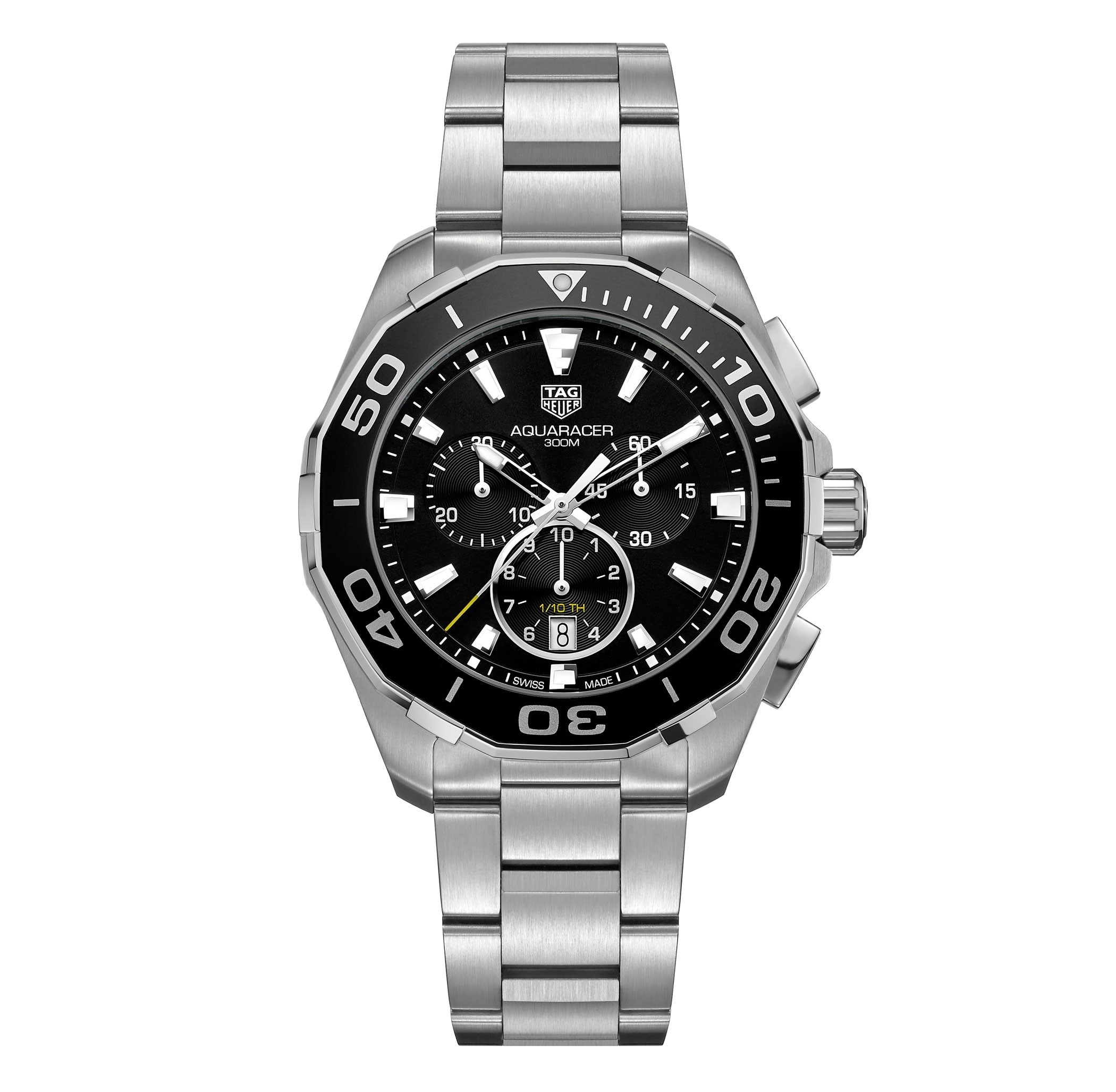 TAG Heuer CAY111A.BA0927 : Aquaracer 300M Quartz Chronograph 43 Stainless Steel / Black / Bracelet