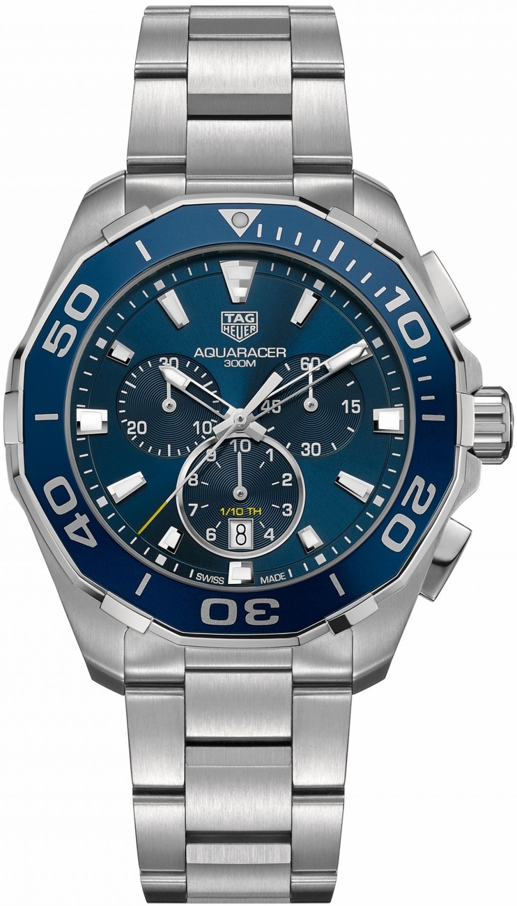 TAG Heuer CAY111B.BA0927 : Aquaracer 300M Quartz Chronograph 43 Stainless Steel / Blue / Bracelet