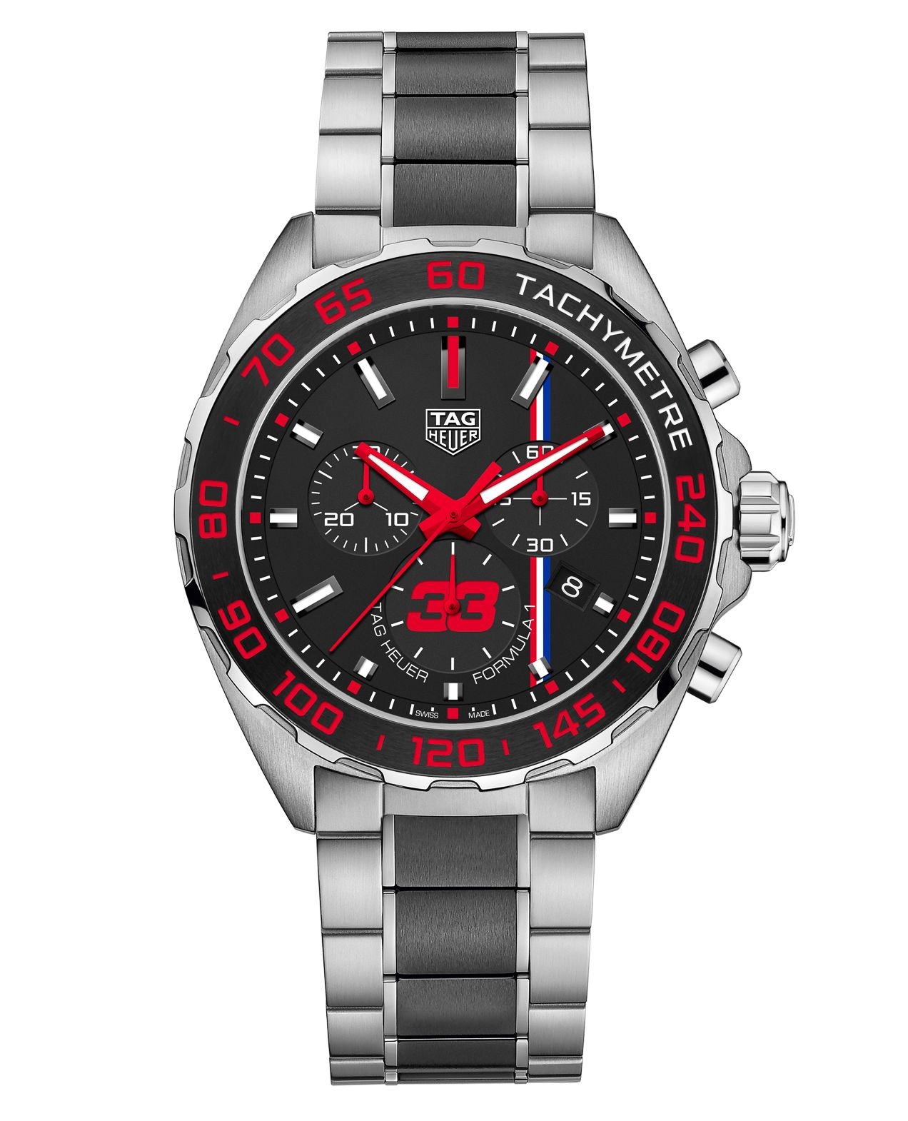TAG Heuer CAZ101U.BA0843 : Formula 1 Chronograph Quartz 43 Stainless Steel / Max Verstappen 2018 / Bracelet