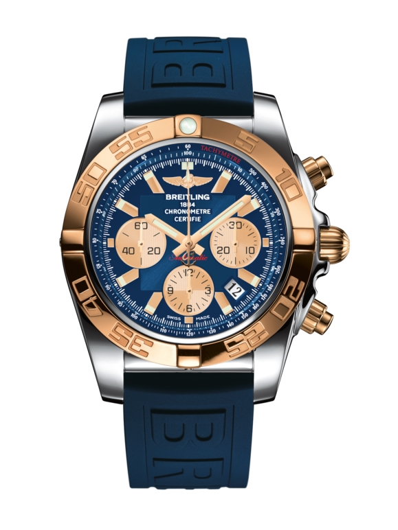 Breitling CB011012.C790.158S : Chronomat 44 Stainless Steel / Rose Gold / Metallica Blue / Rubber