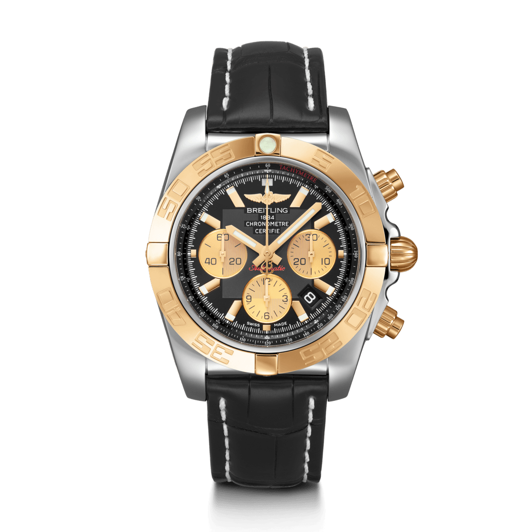 Breitling CB0110121B1P1 : Chronomat 44 Stainless Steel / Rose Gold / Onyx Black / Croco / Pin