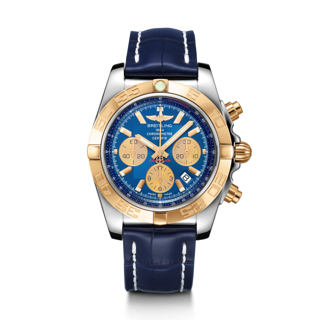 Breitling CB0110121C1P1 : Chronomat 44 Stainless Steel / Rose Gold / Metallica Blue / Croco / Pin
