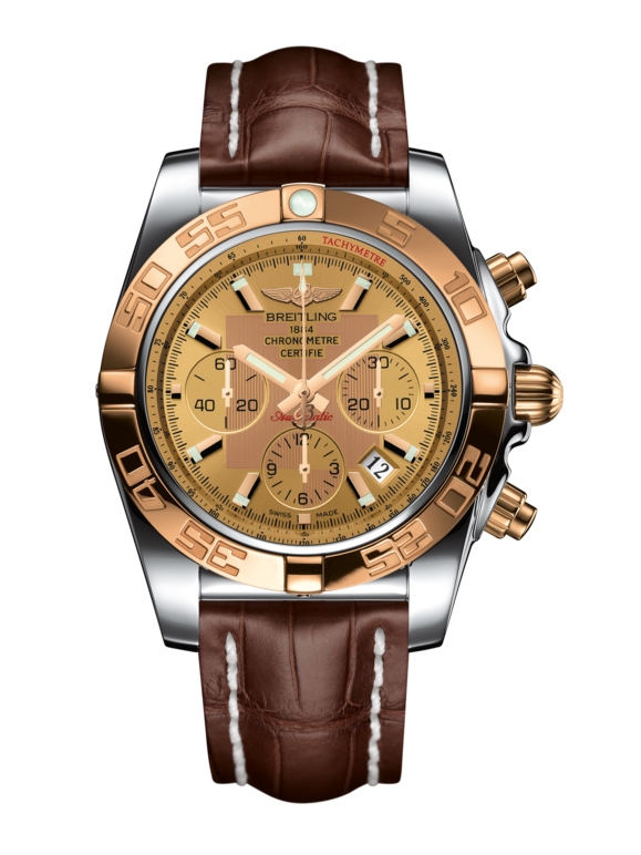 Breitling CB011012/H548/739P/A20BA.1 : Chronomat 44 Stainless Steel / Rose Gold / Golden Sun / Croco / Pin