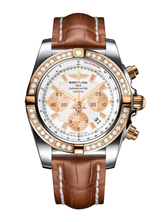 Breitling CB011053.A696.737P : Chronomat 44 Stainless Steel / Rose Gold / Diamond / Antarctica White / Croco