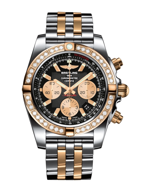 Breitling CB011053.B968.375C : Chronomat 44 Stainless Steel / Rose Gold / Diamond / Onyx Black / Bracelet