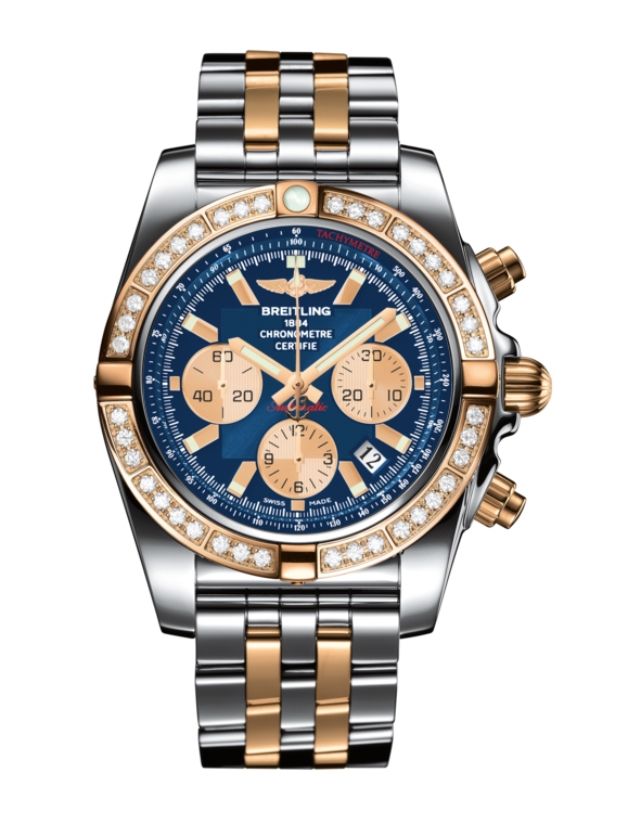 Breitling CB011053.C790.375C : Chronomat 44 Stainless Steel / Rose Gold / Diamond / Metallica Blue / Bracelet
