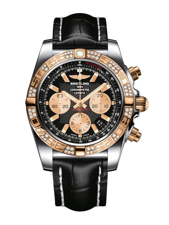 Breitling CB0110AA.B968.743P| : Chronomat 44 Stainless Steel / Rose Gold / Diamond / Onyx Black / Croco