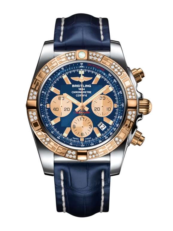 Breitling CB0110AA.C790.731 : Chronomat 44 Stainless Steel / Rose Gold / Diamond / Metallica Blue / Croco