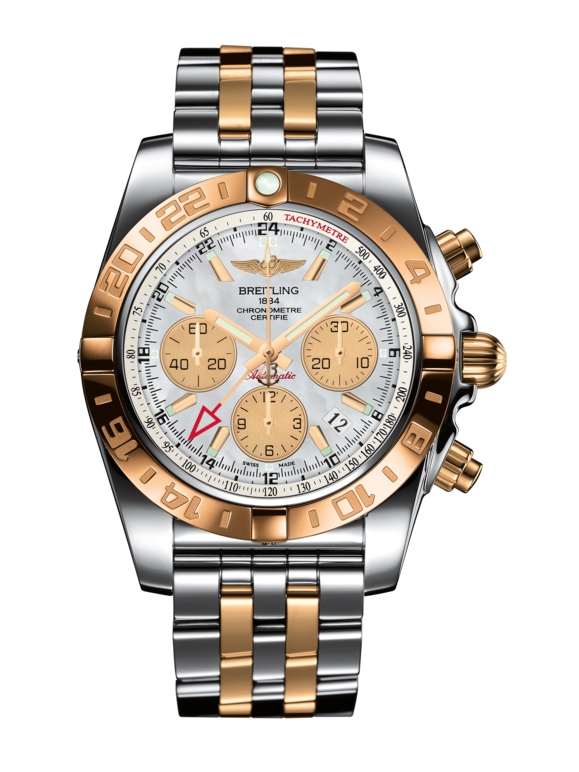Breitling CB042012.A739.375C : Chronomat 44 GMT Stainless Steel / Rose Gold / Pearl / Bracelet