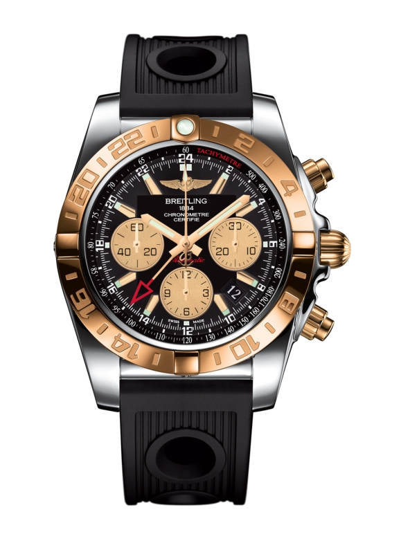 Breitling CB042012.BB86.200S : Chronomat 44 GMT Stainless Steel / Rose Gold / Onyx Black / Rubber