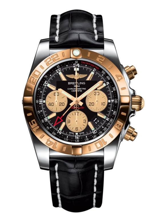 Breitling CB042012.BB86.743P : Chronomat 44 GMT Stainless Steel / Rose Gold / Onyx Black / Croco