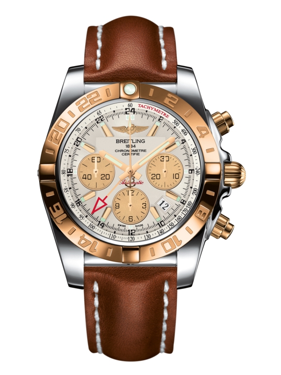 Breitling CB042012.G755.433X : Chronomat 44 GMT Stainless Steel / Rose Gold / Sierra Silver / Calf