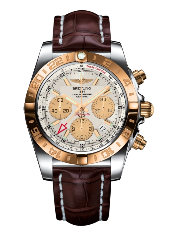 Breitling CB042012.G755.739P : Chronomat 44 GMT Stainless Steel / Rose Gold / Sierra Silver / Croco