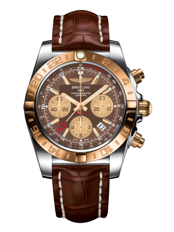 Breitling CB042012.Q590.737P : Chronomat 44 GMT Stainless Steel / Rose Gold / Metallica Brown / Croco