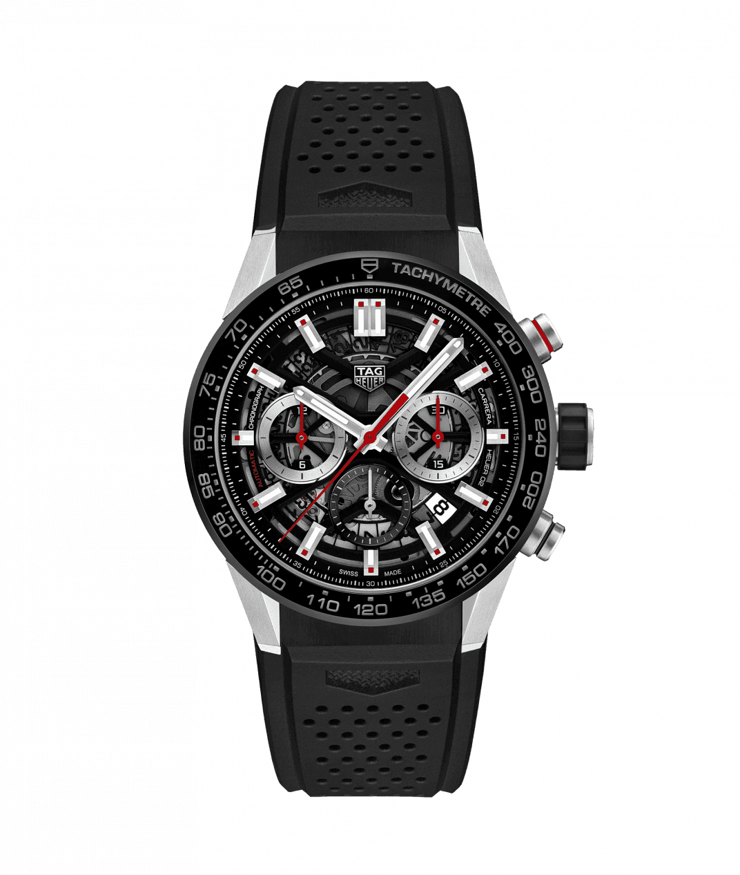 TAG Heuer CBG2010.FT6143 : Carrera Calibre Heuer 02 43 Stainless Steel / Black Ceramic / Skeleton / Rubber