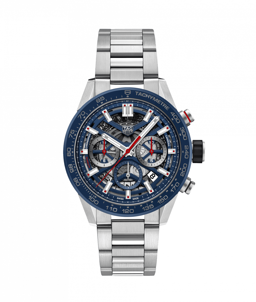 TAG Heuer CBG2011.BA0662 : Carrera Calibre Heuer 02 43 Stainless Steel / Blue Ceramic / Skeleton / Bracelet