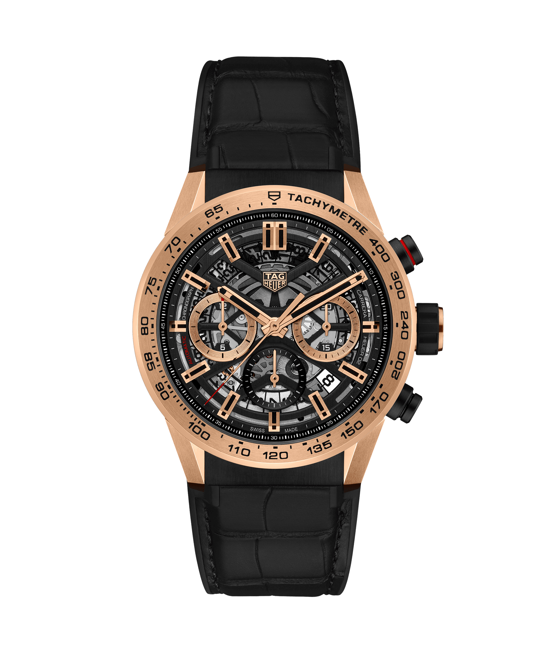 TAG Heuer CBG2051.FC6426 : Carrera Calibre Heuer 02 43 Rose Gold / Skeleton / Alligator