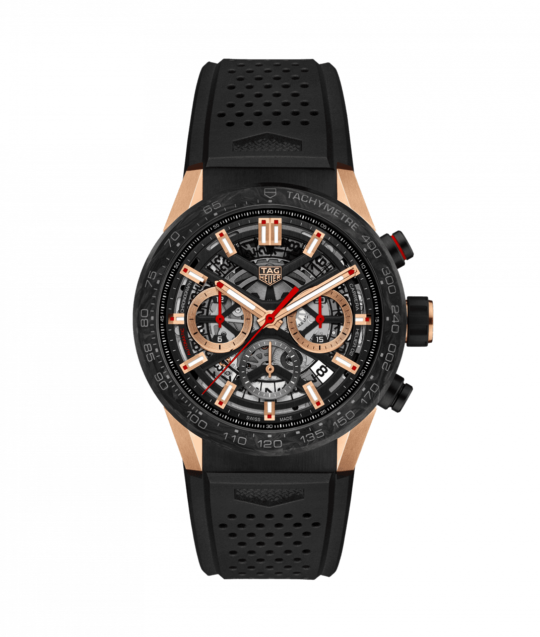 TAG Heuer CBG2052.FT6143 : Carrera Calibre Heuer 02 43 Rose Gold / Carbon / Skeleton / Rubber