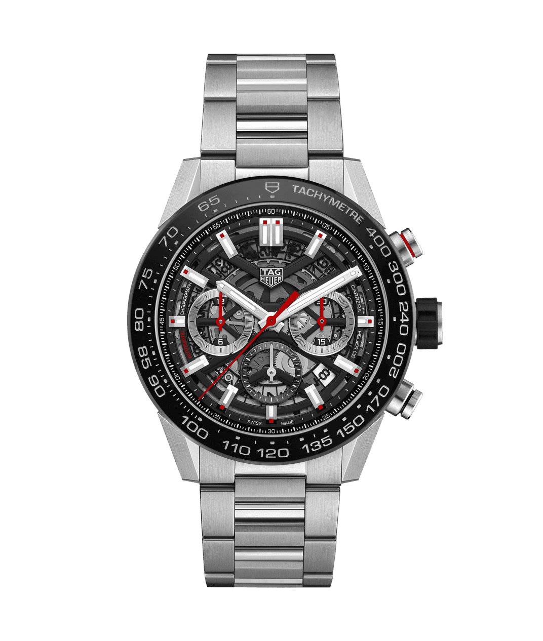TAG Heuer CBG2A10.BA0654 : Carrera Calibre Heuer 02 45 Stainless Steel / Black Ceramic / Skeleton / Bracelet