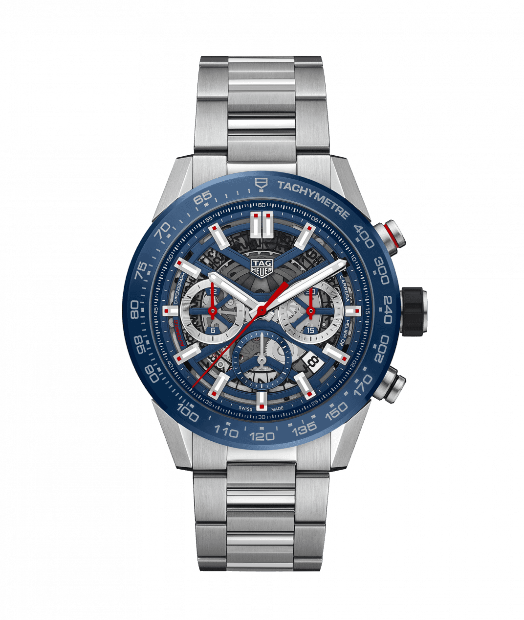 TAG Heuer CBG2A11.BA0654 : Carrera Calibre Heuer 02 45 Stainless Steel / Blue Ceramic / Skeleton / Bracelet