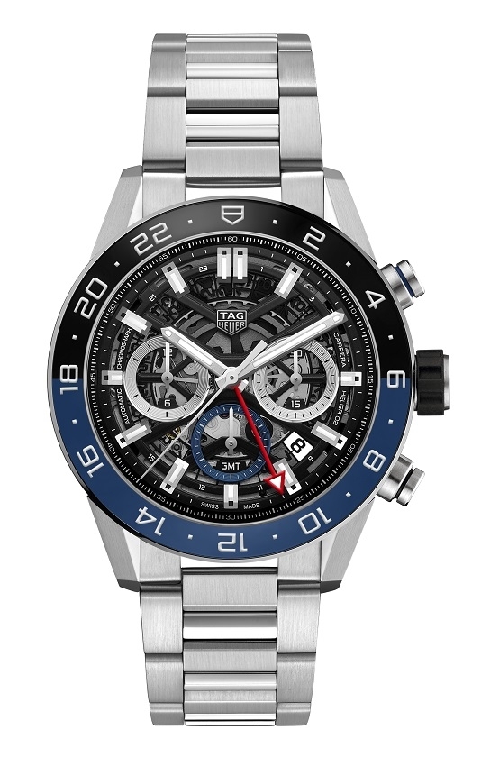 TAG Heuer CBG2A1Z.BA0658 : Carrera Calibre Heuer 02 GMT Stainless Steel / Skeleton / Bracelet