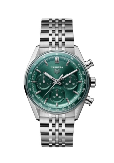 TAG Heuer CBS2115.BA0053 : Carrera Chronograph Glass Box 41 Stainless Steel / Teal Green