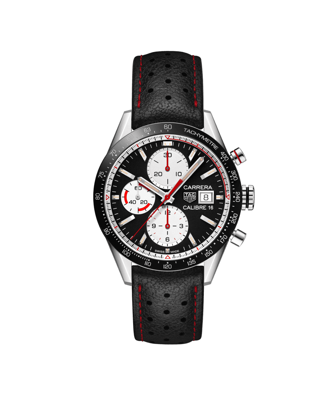 TAG Heuer CV201AP.FC6429 : Carrera Calibre 16 41 Stainless Steel / Black Retro / Calf