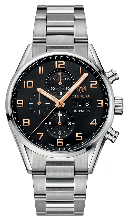 TAG Heuer CV2A1AB.BA0738 : Carrera Calibre 16 Day Date 43 Stainless Steel / Black / Bracelet