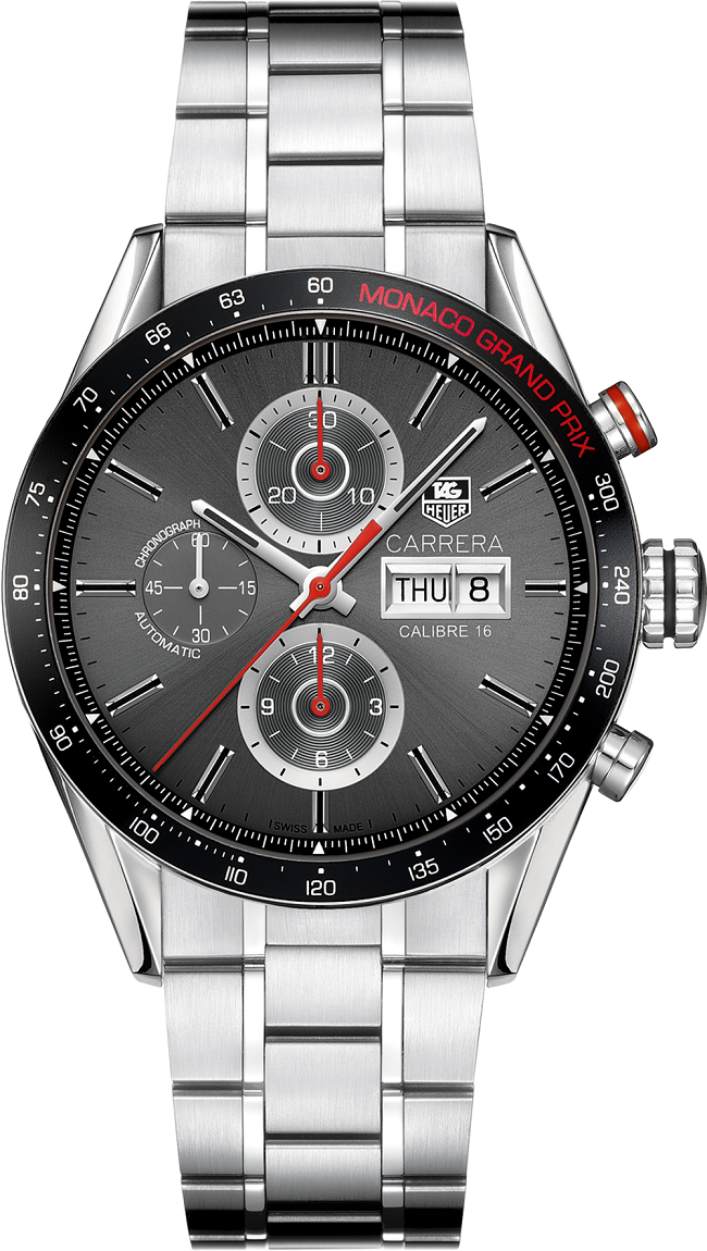 TAG Heuer CV2A1M.BA0796 : Carrera Calibre 16 Day Date 43 Stainless Steel / Grey / Monaco Grand Prix